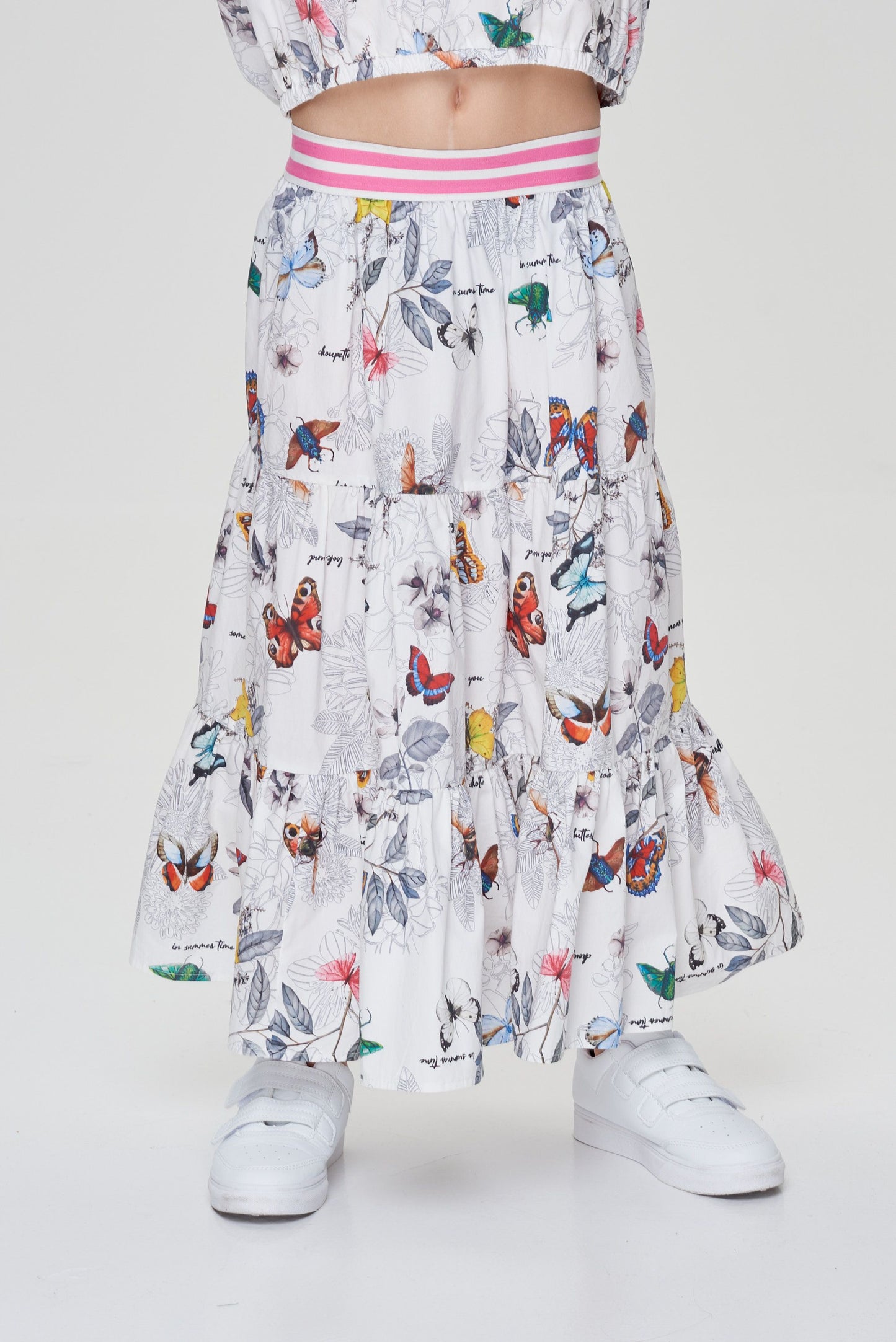 Multi-Tiered Skirt, Branded Print