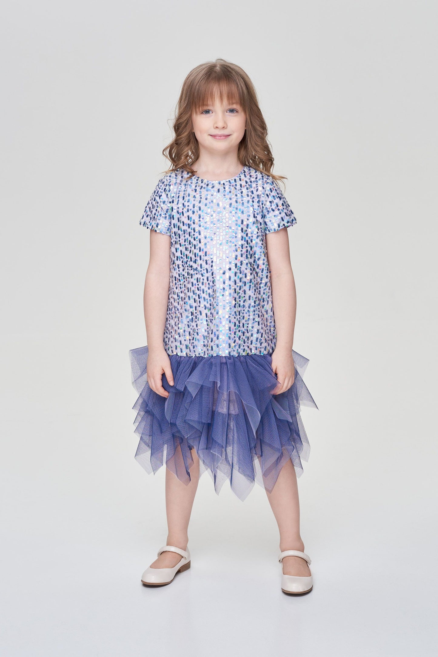 Sequins Smart Multitiered Dress, lavender/pink
