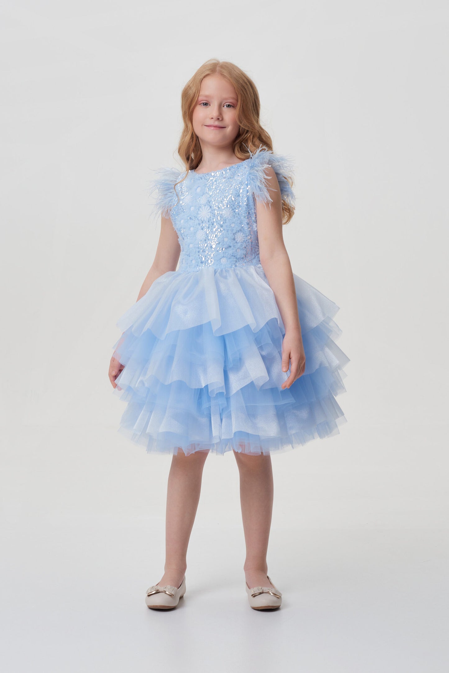 Sequins Decorated Fluffy Skirt Dress