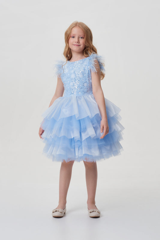 Sequins Decorated Fluffy Skirt Dress