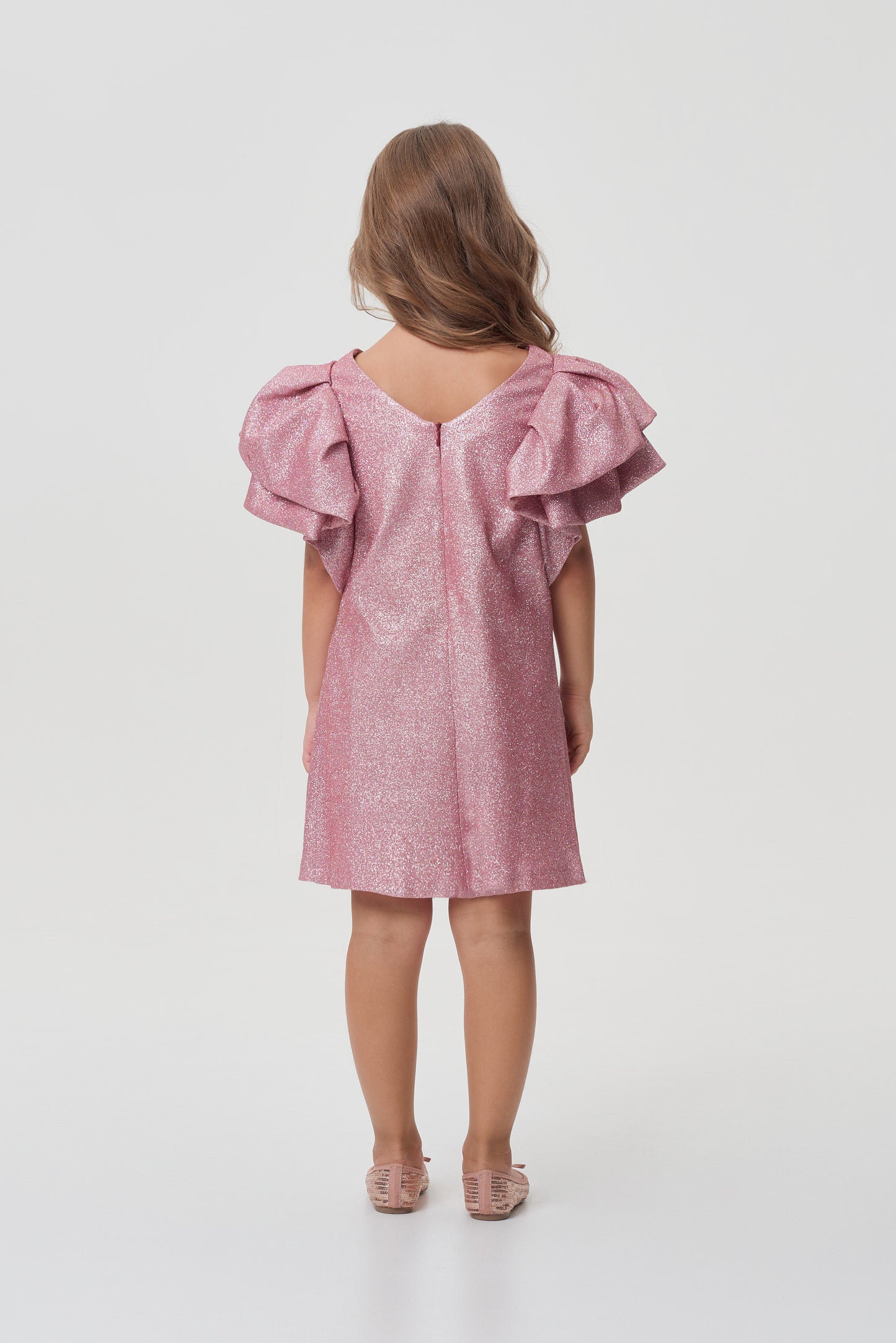 Flounces Sleeves Shimmering Coctail Dress
