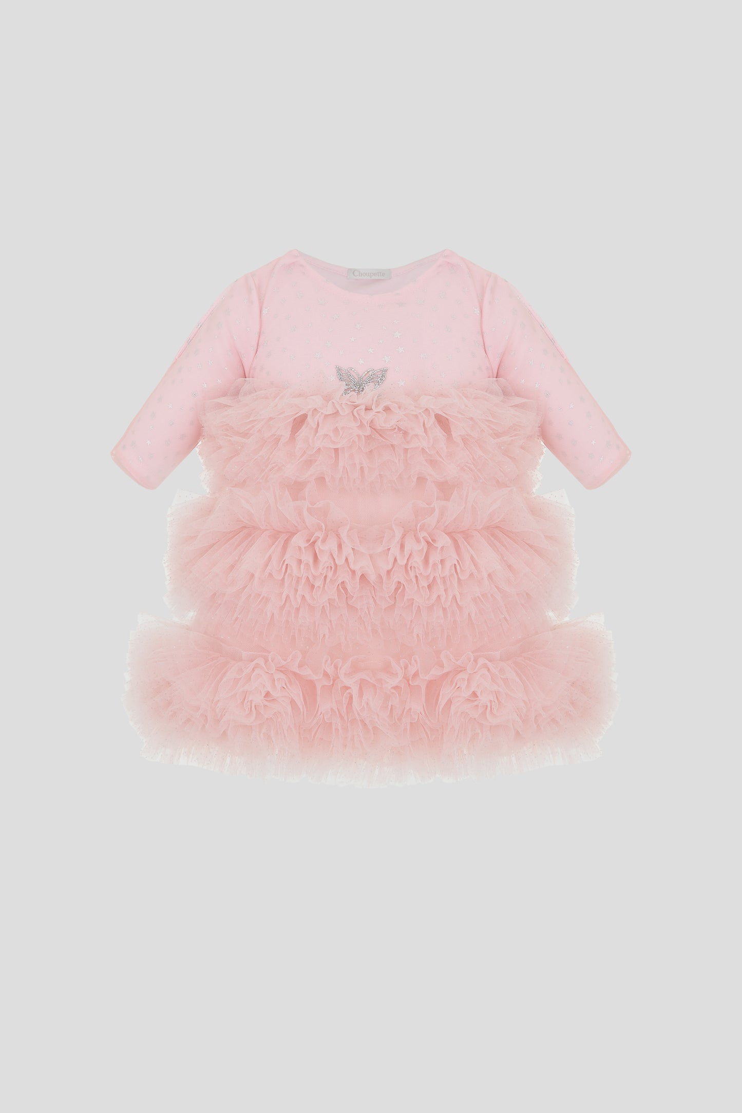 Elegant Peach Fluffy Skirt Dress