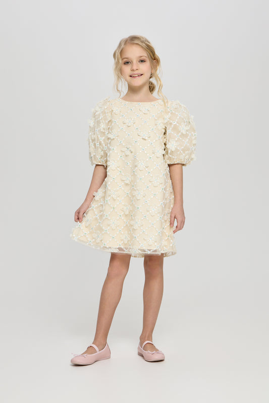 Flower Sequence Cocktail Dress, pistachio