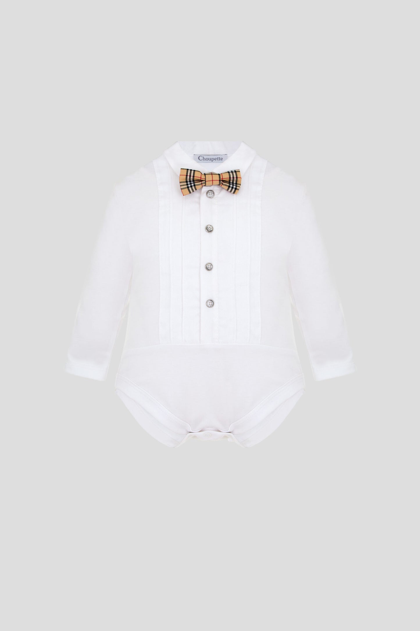 Elegant set (bodysuit and pants), ecru / check