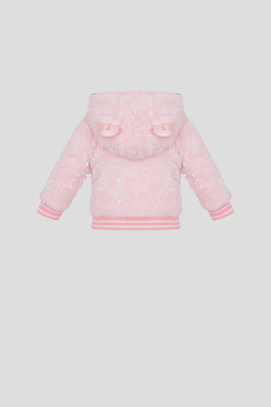 Fux fur pink sequence Jacket