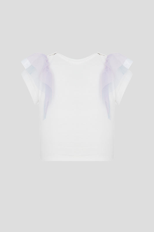 Mesh Decorated T-Shirt