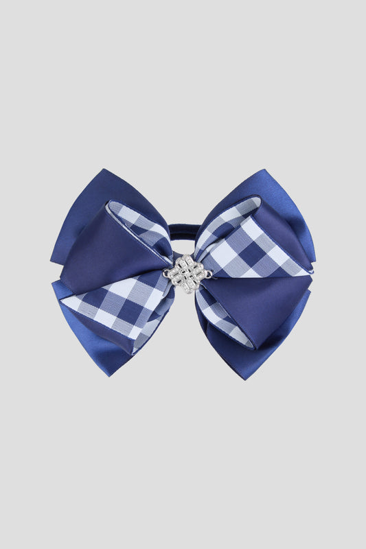 Blue Bow Hairband with Silver Crystal Logo