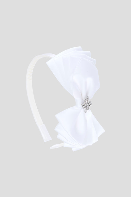 Elegant Big Bow Headband, white
