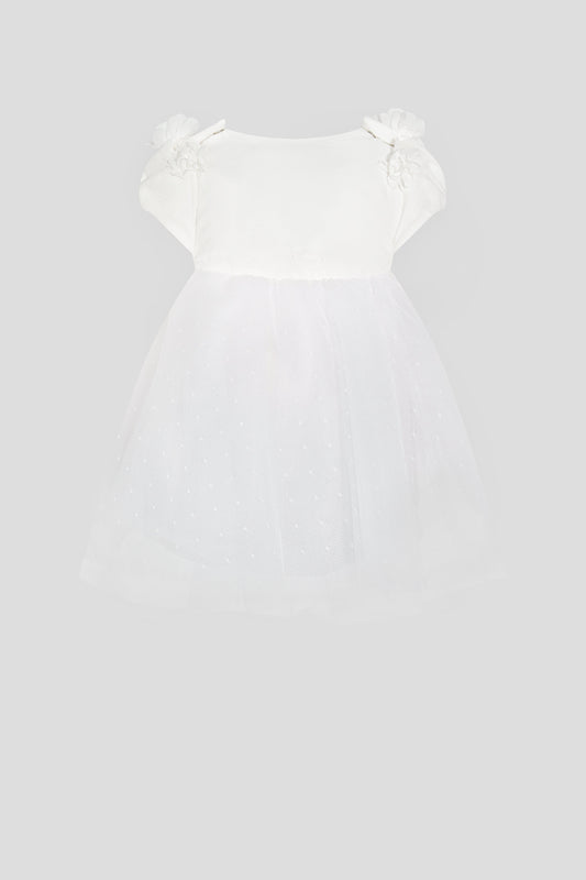 Flowers Decorated Organza Dress