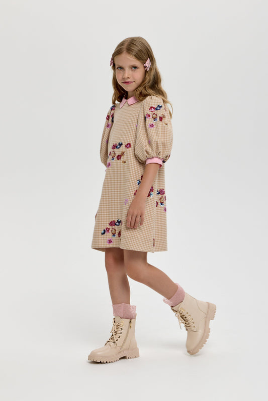 Elegant Flowers Embroidered Dress