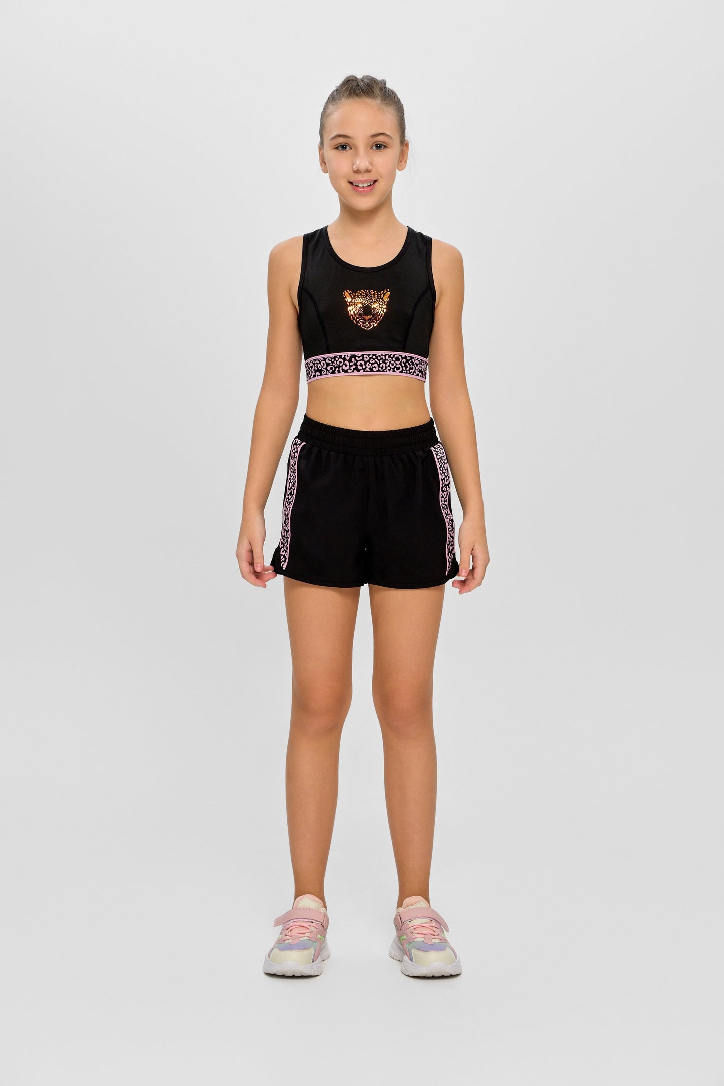 Crop Top Set Black with Shorts
