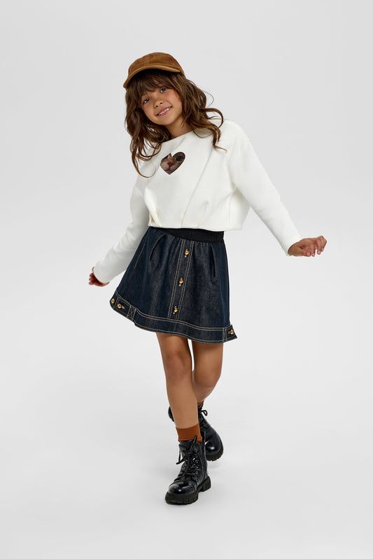 Stylish Cropped Decorated Catty Sweatshirt