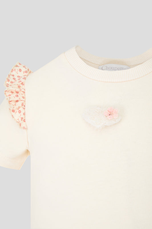 T-Shirt with Floral Frills