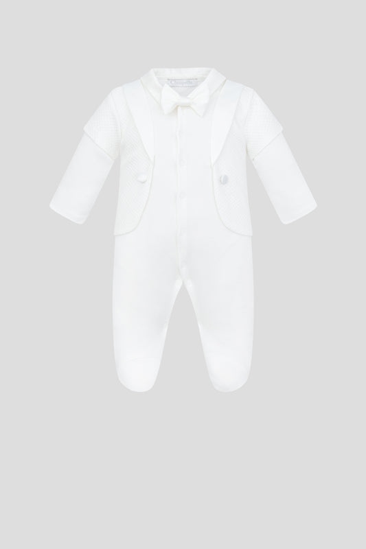 Blazer Immitation Bow Decorated Overalls and Bonnet