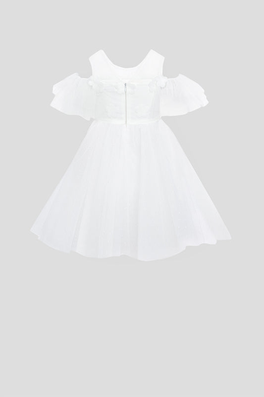 3D Flowers Decorated Fluffy Skirt Smart Dress