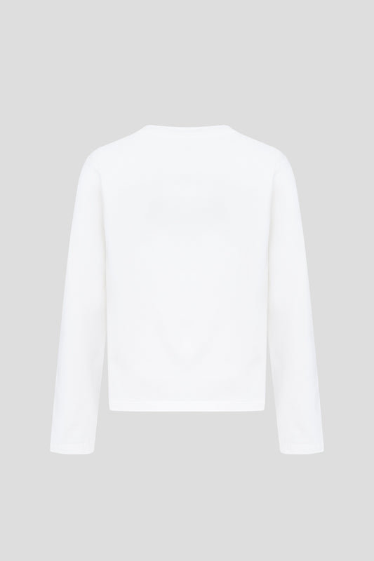 Long sleeve tee with a print of a girl with her hair loose