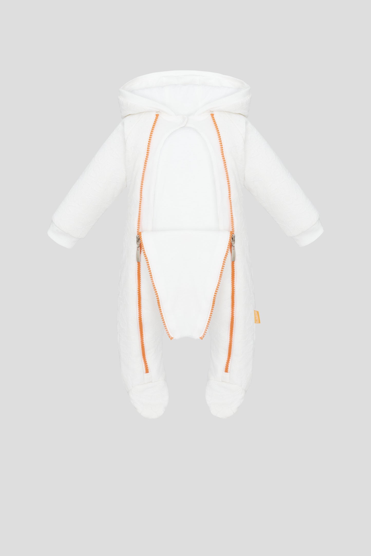 Warmed Footer Overalls with Hood and Cap, ecru