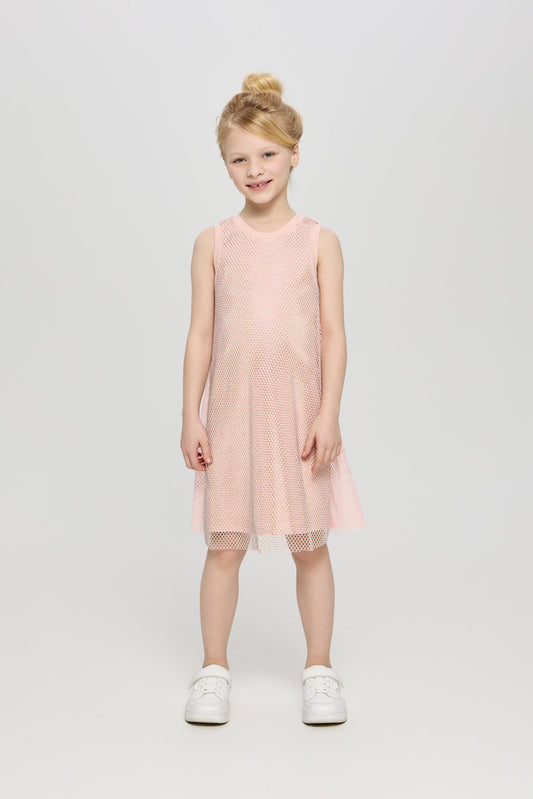 Elegant Rhinestone Fishnet Dress