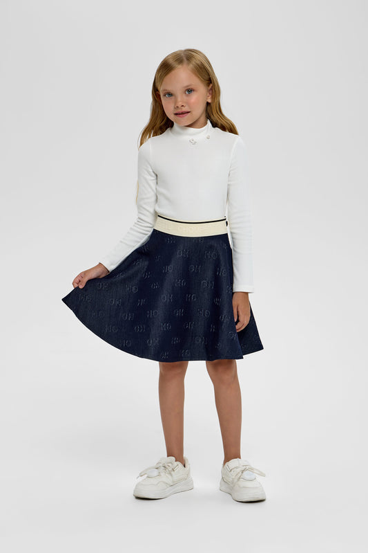 Elastic Band CH Branded Denim Skirt