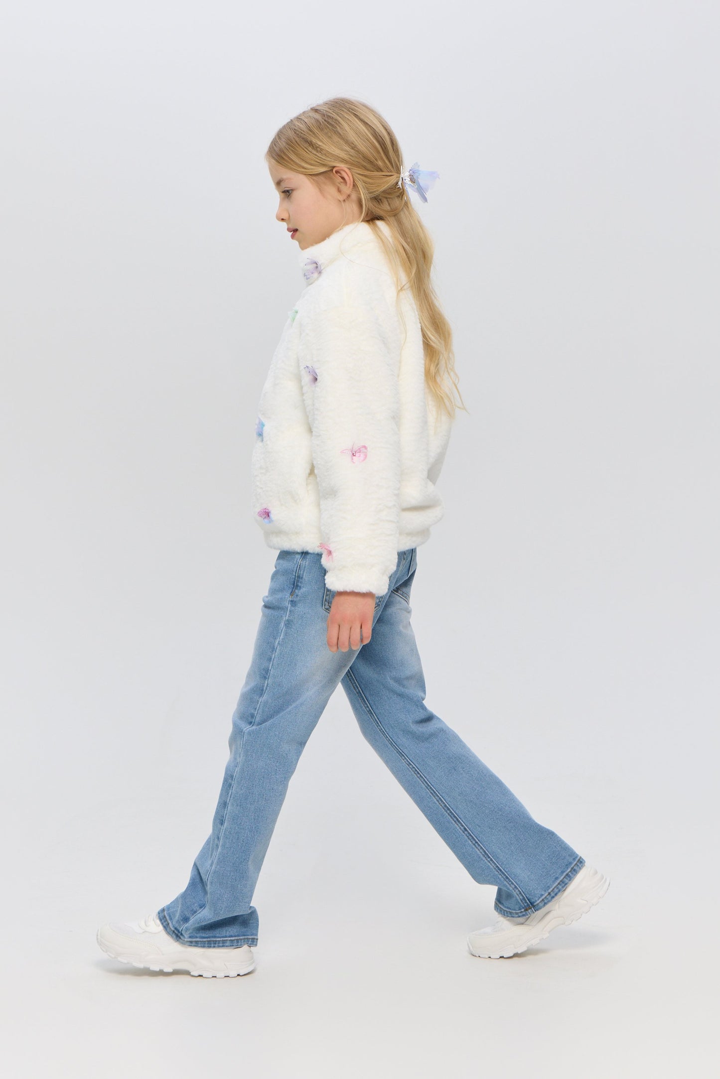 Soft Fur bomber jacket with butterflies