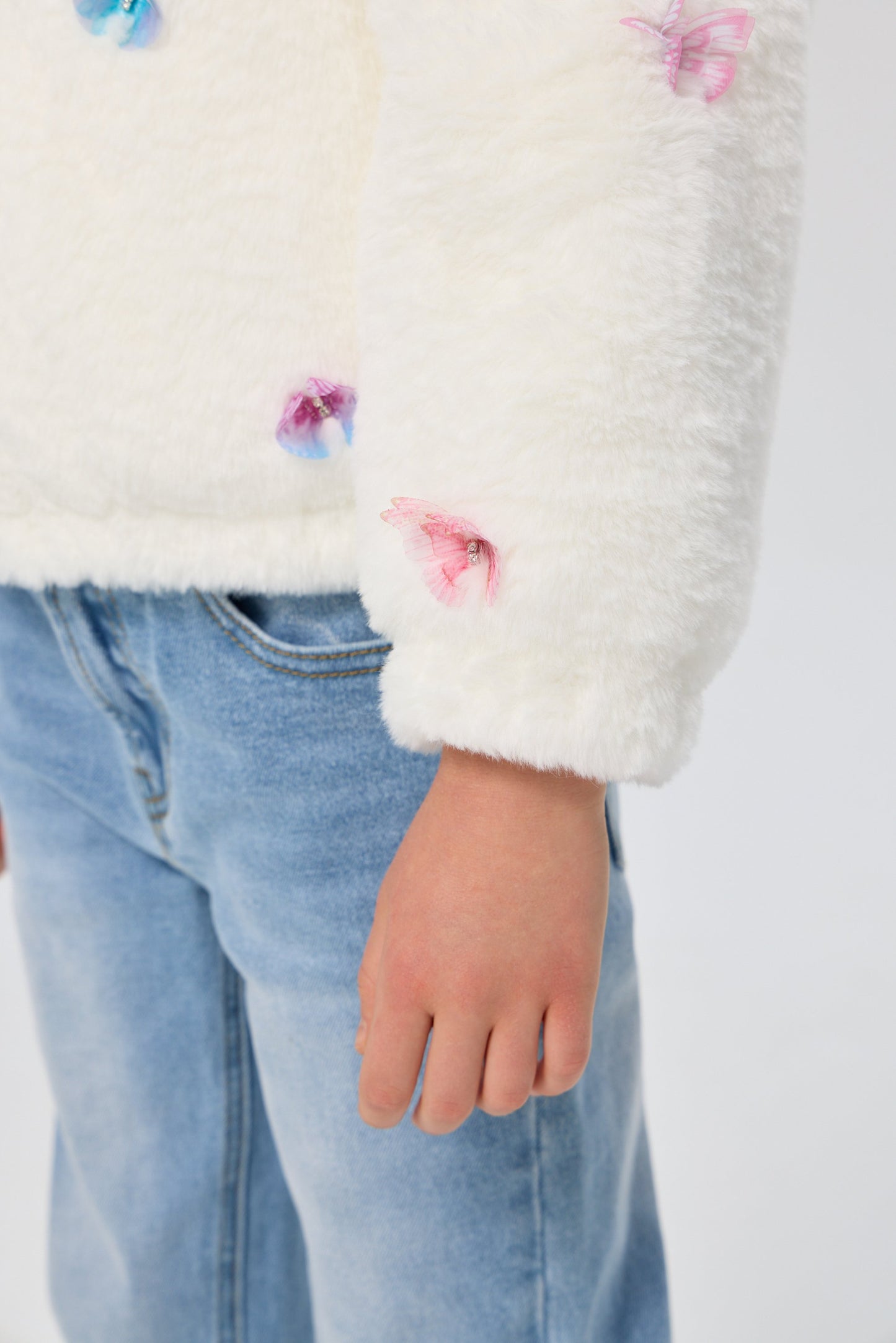 Soft Fur bomber jacket with butterflies