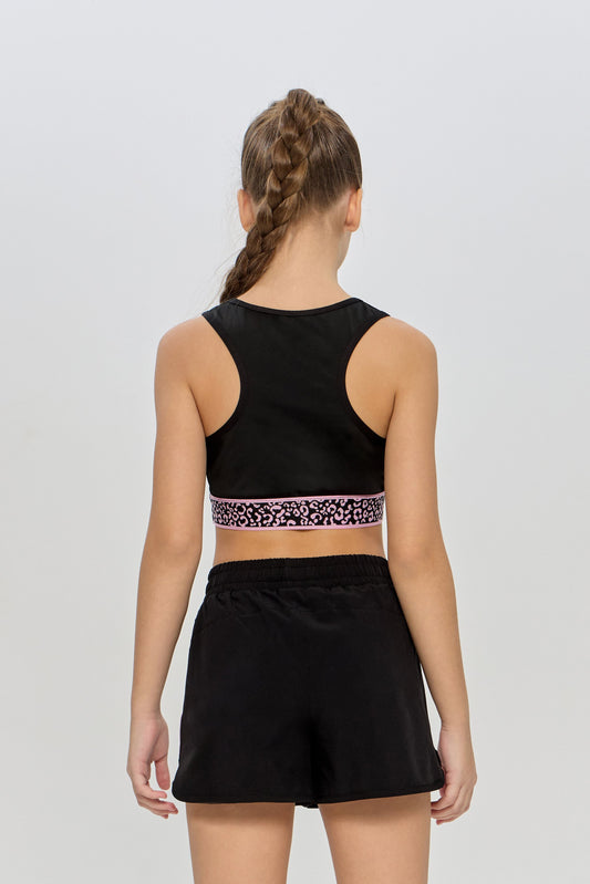 Crop Top Set Black with Shorts