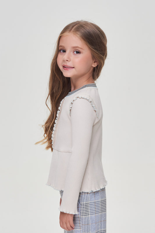 Knitted T-Shirt with basque ,powdery