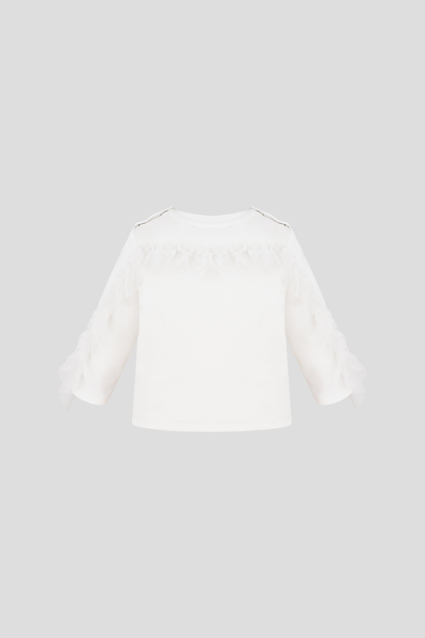 Frills Sleeves LS Tee, ecru