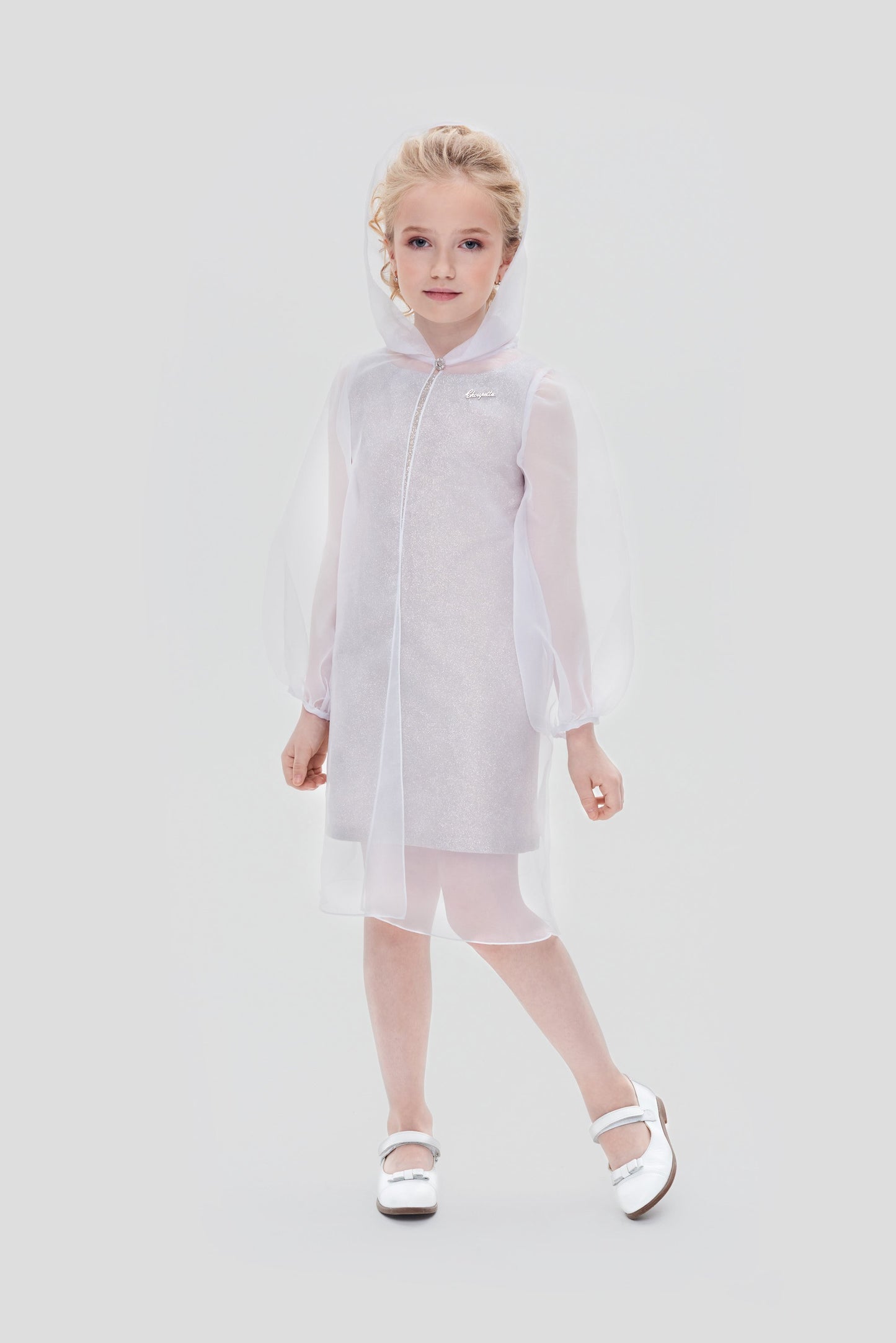 2PS Set ( Cape and Coctail Dress), gold and white