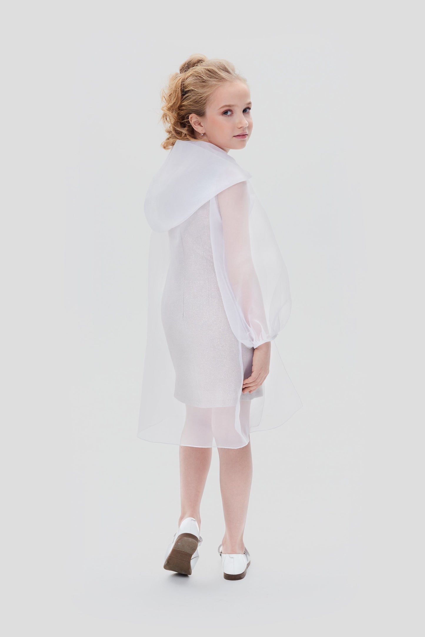 2PS Set ( Cape and Coctail Dress), gold and white