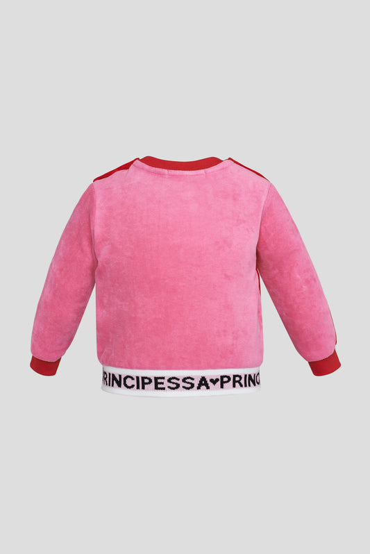 Applique Velour Sweatshirt, red and pink