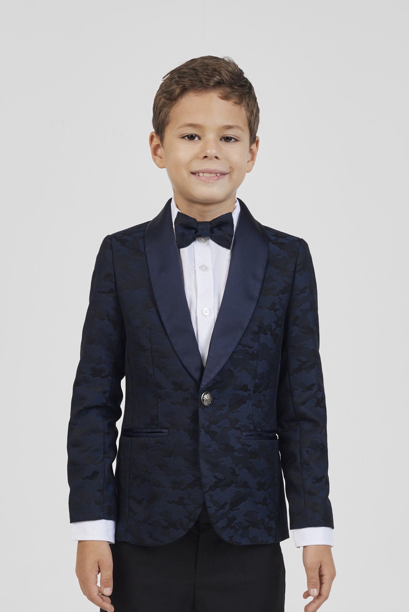 Patterned smart blazer, navy