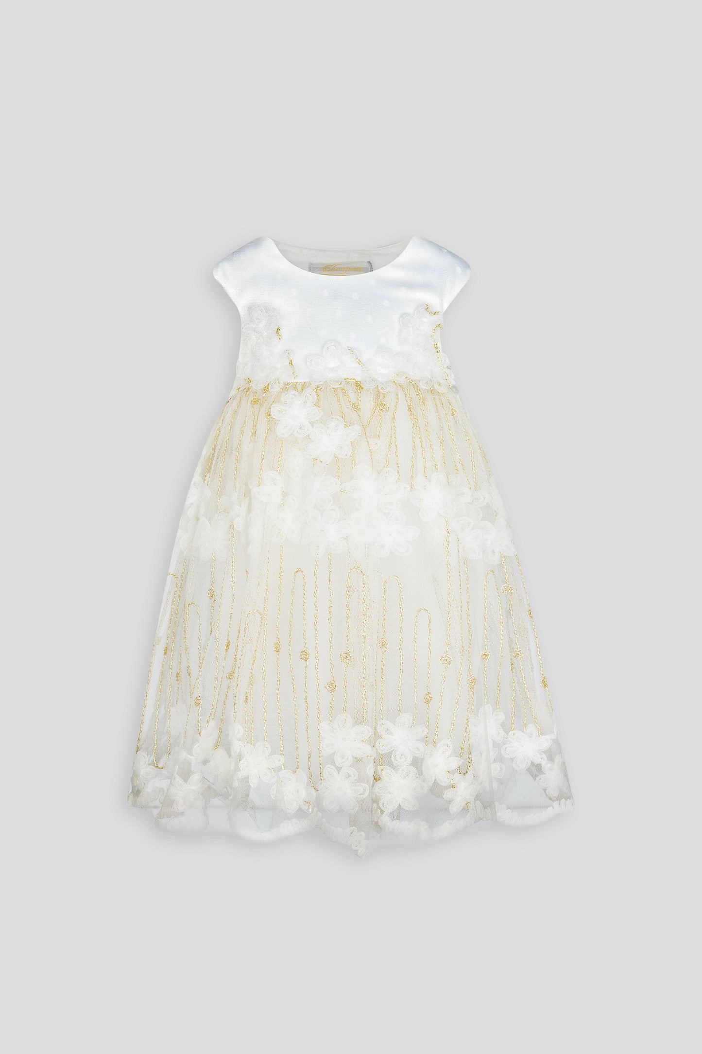 White and golden embroidered dress