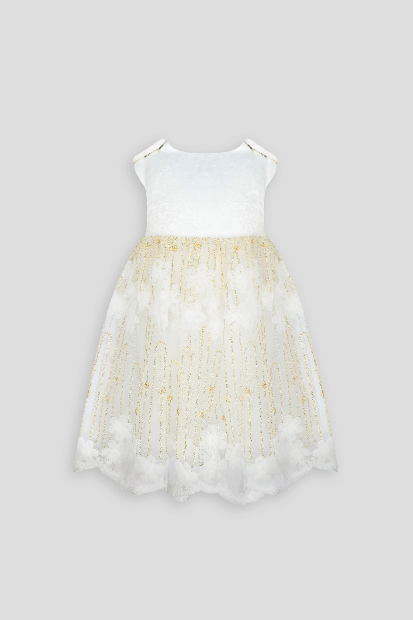 White and golden embroidered dress