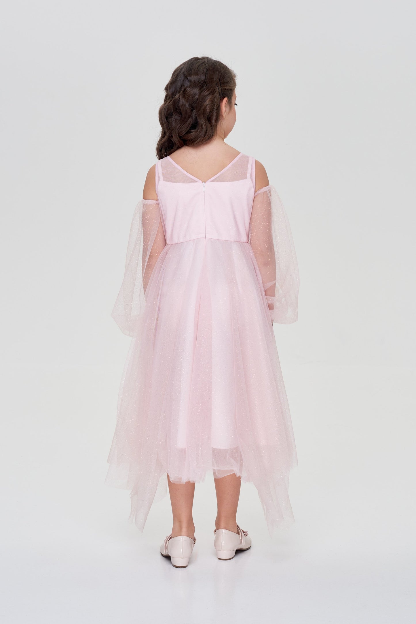 Smart dress with detachable sleeves nude
