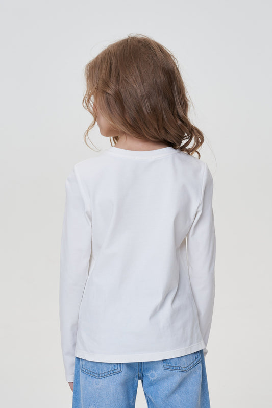 Long-sleeve tee decorated with Candy lettering and ruffles