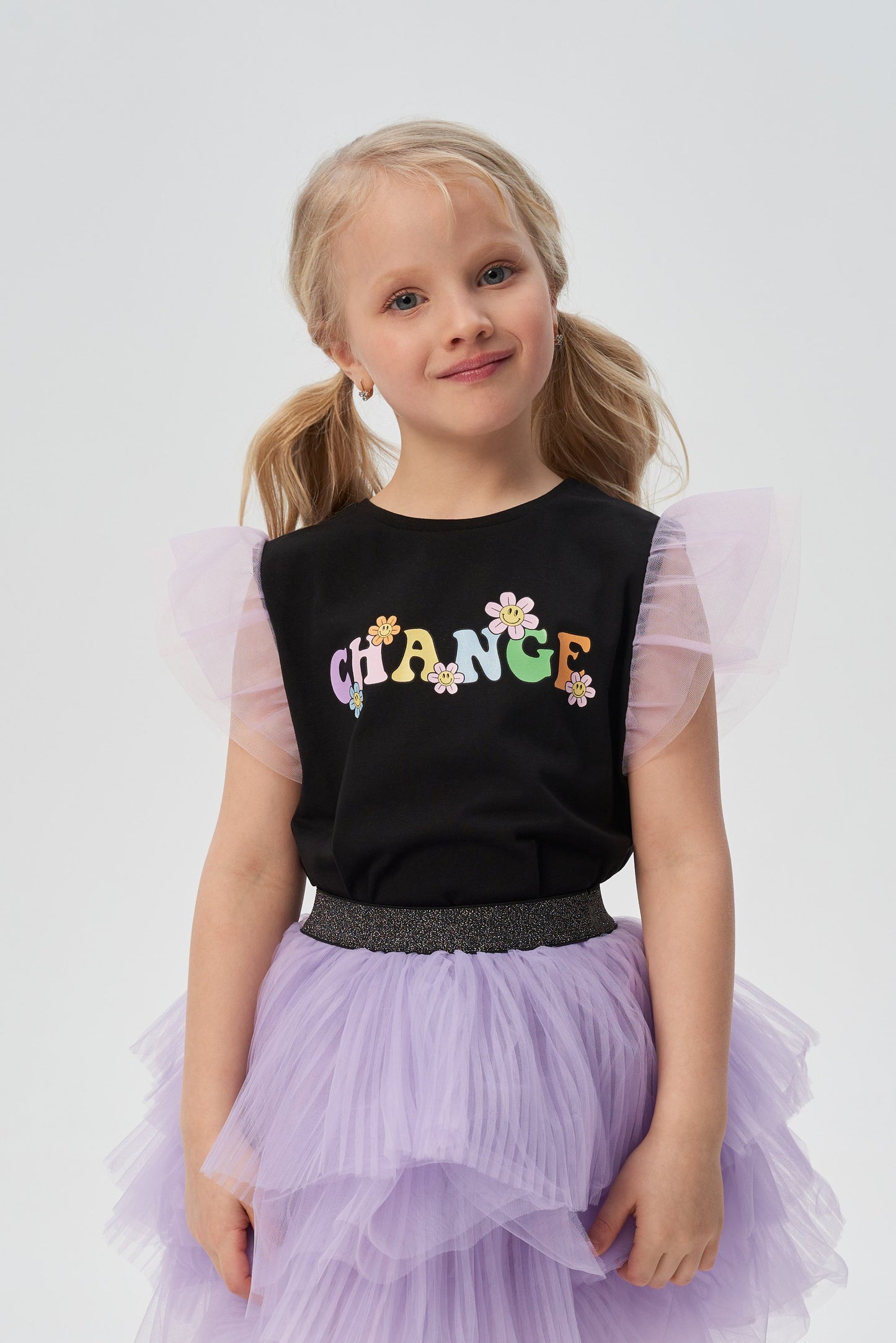 Wings Sleeves T-Shirt with Decor