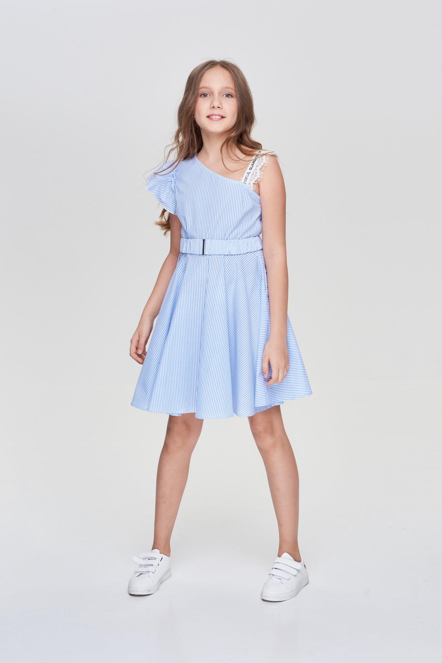 Assymetrical Dress, Striped Blue