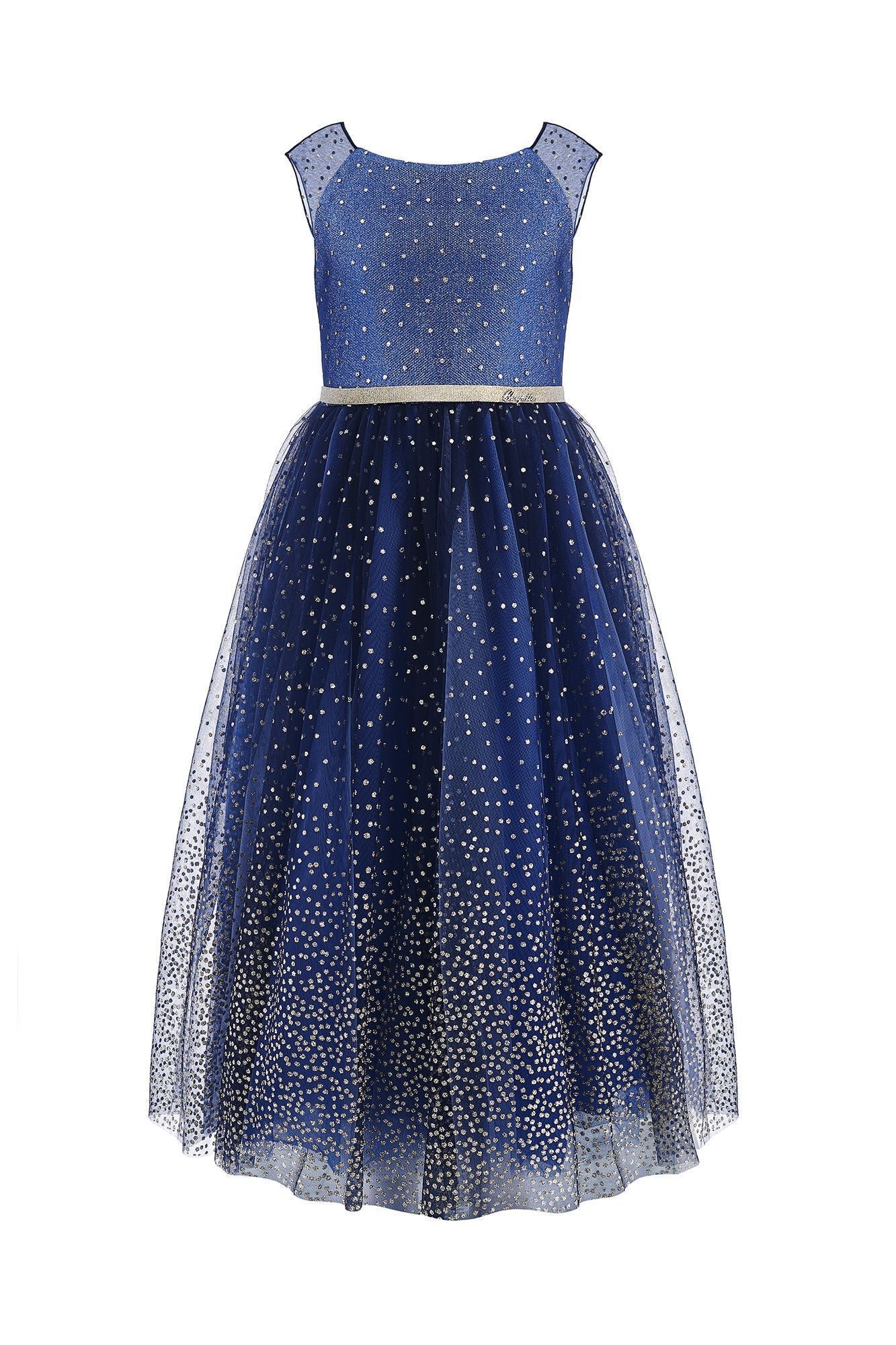 Buy Kids Blue Anthracite. Gold Glitter Fluffy Dress For Girl - Choupette  India