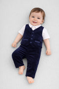 Navy Velvet Buttoned Vest