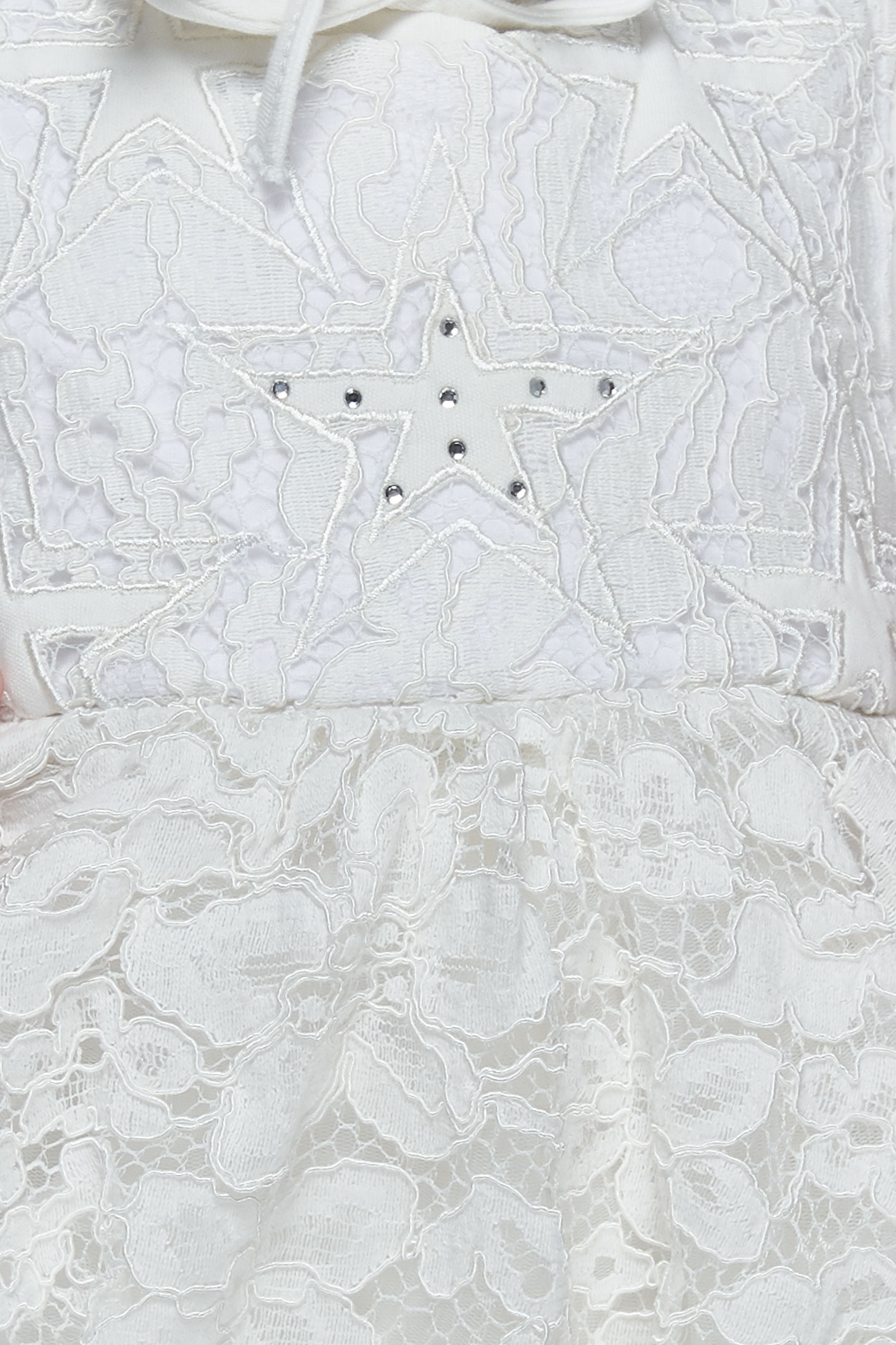 Bow Decorated Overall-Dress and Bonnet Set, ecru(62)