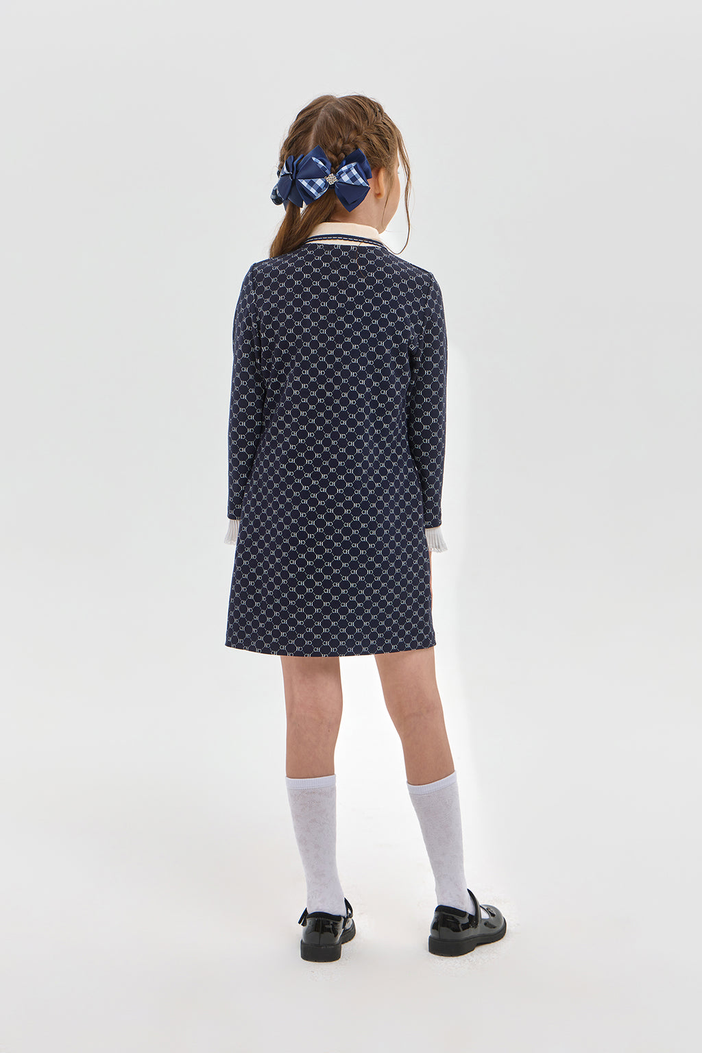 CH Knitted Long sleeve Polo Dress with laces