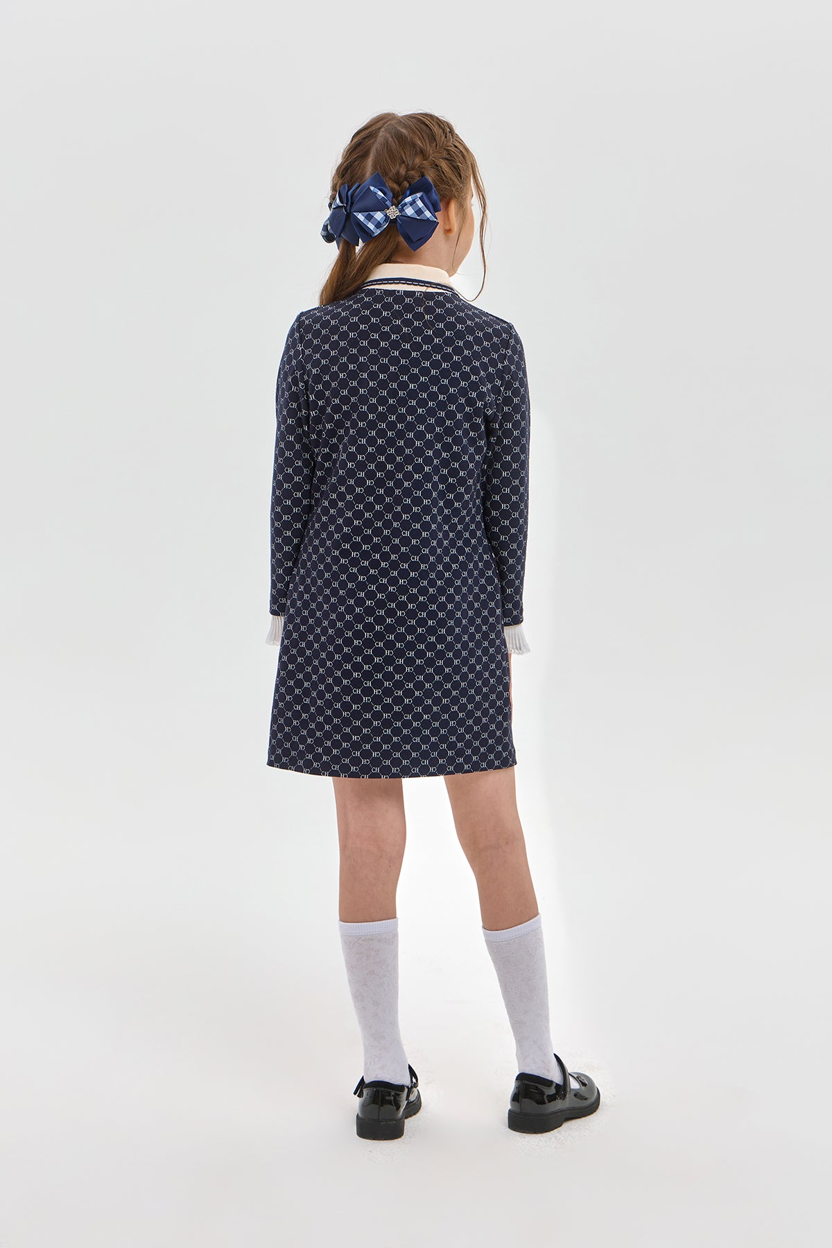 CH Knitted Long sleeve Polo Dress with laces