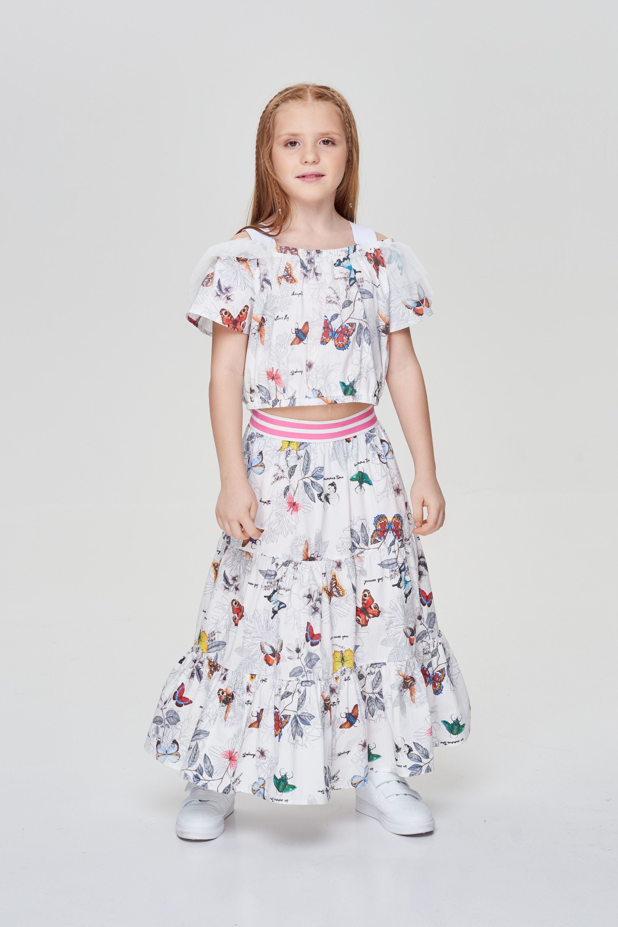 Crop Top Blouse, Branded Print