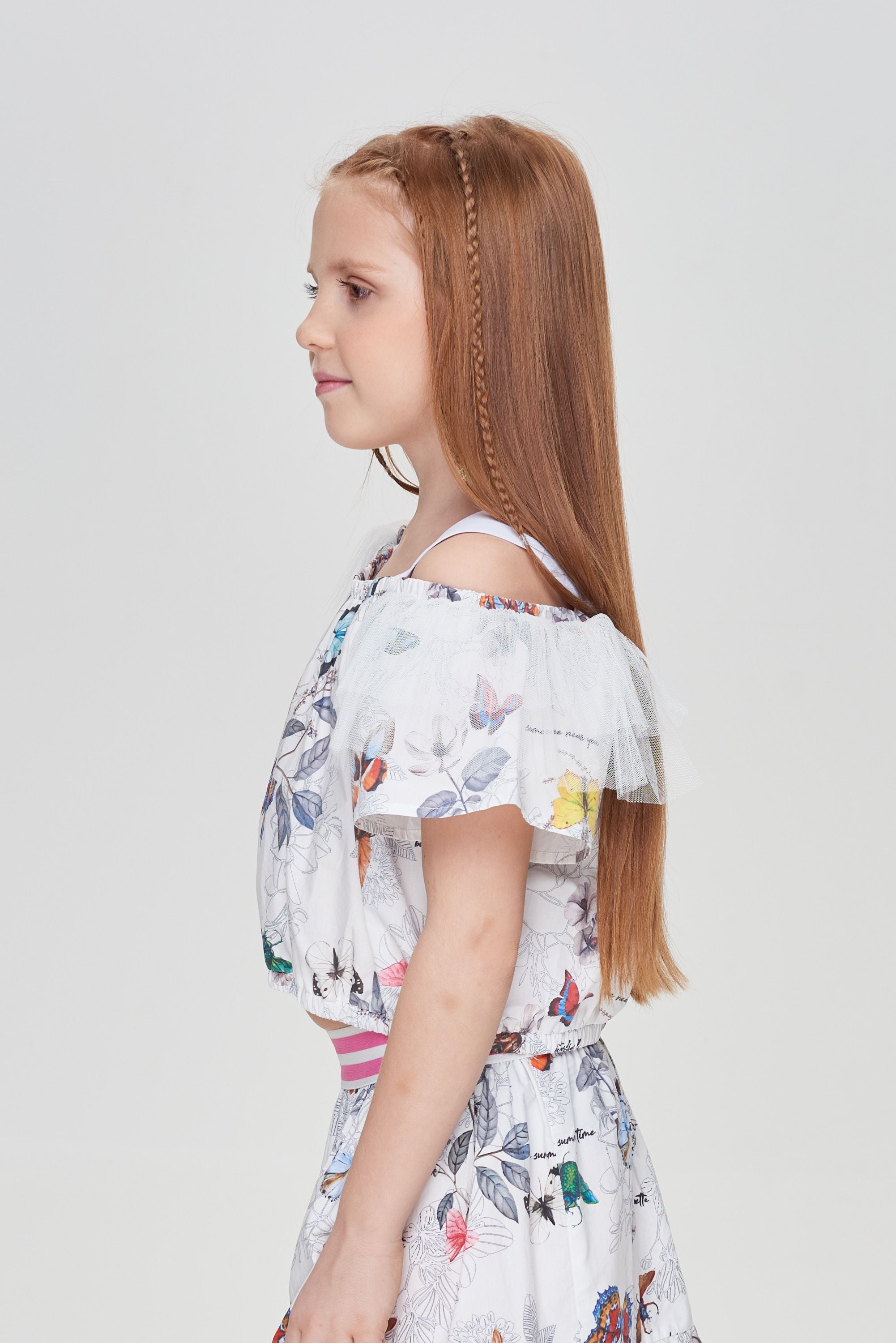 Crop Top Blouse, Branded Print