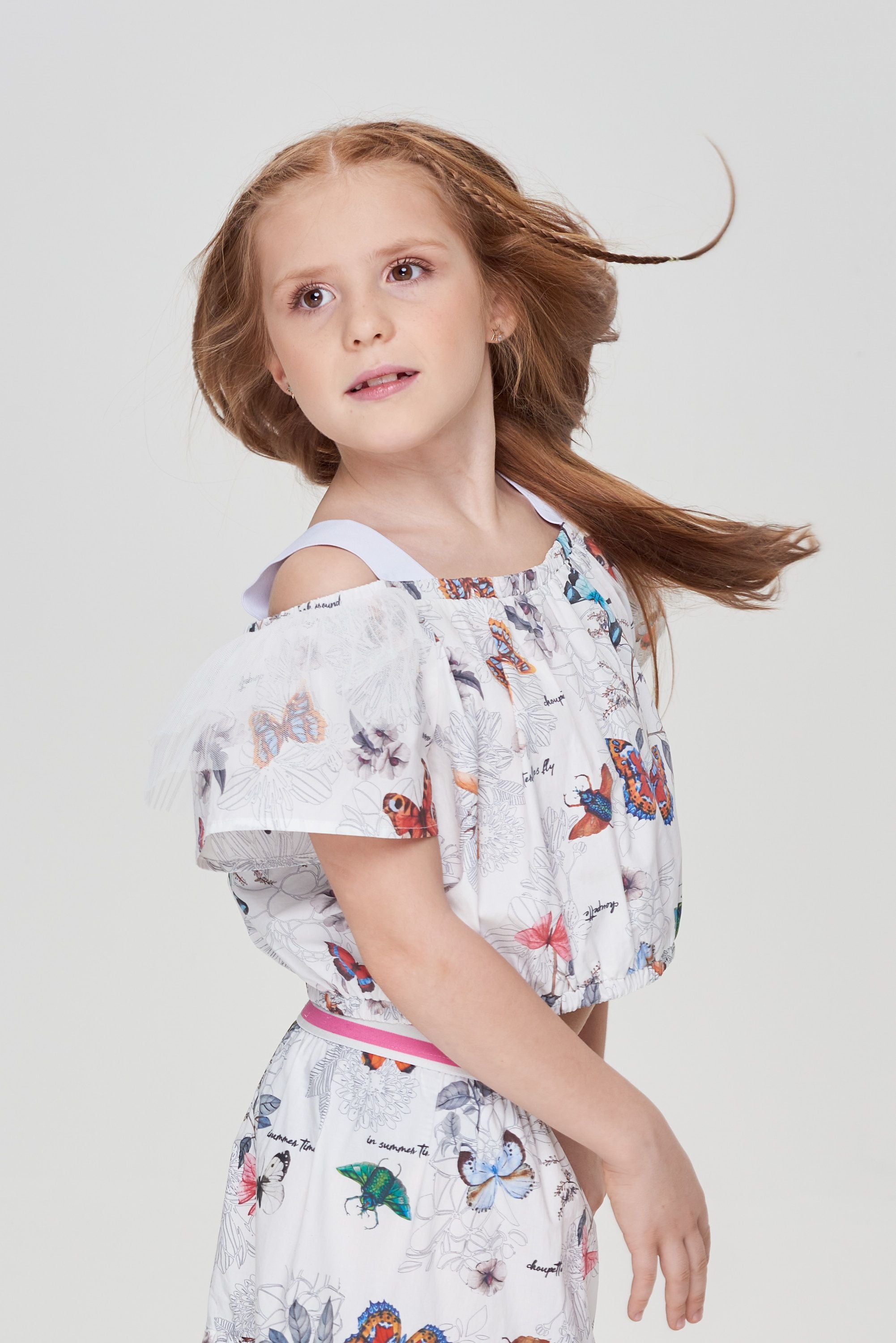 Crop Top Blouse, Branded Print