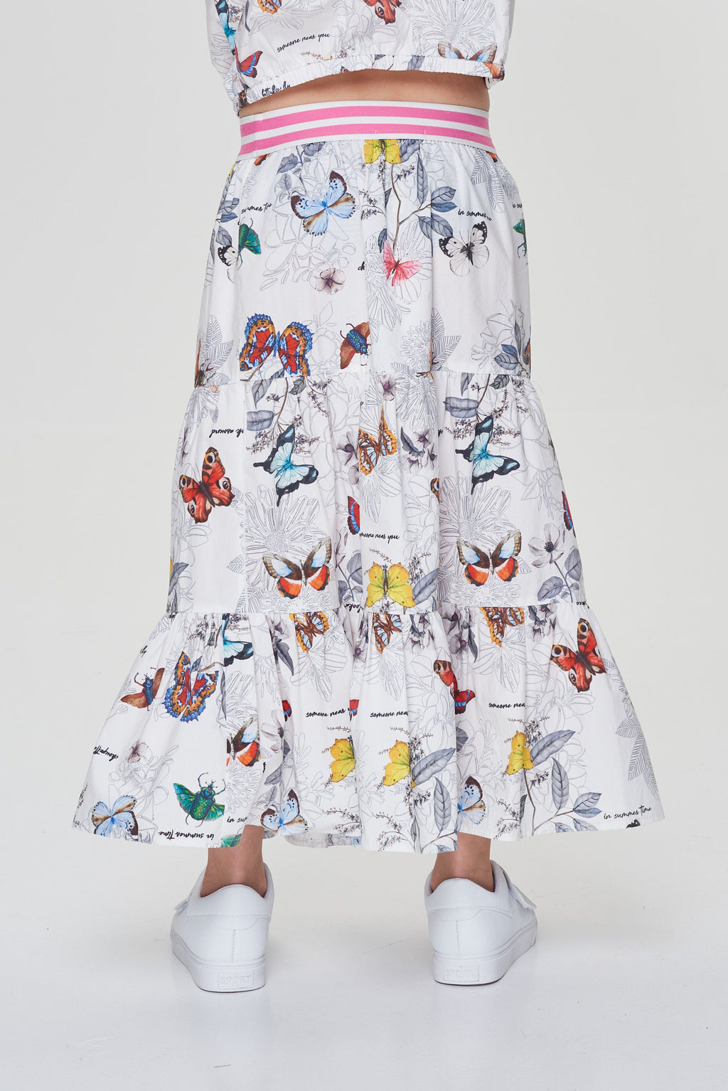 Multi-Tiered Skirt, Branded Print