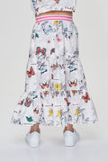 Multi-Tiered Skirt, Branded Print