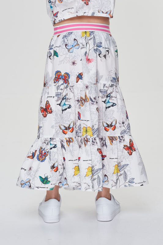 Multi-Tiered Skirt, Branded Print