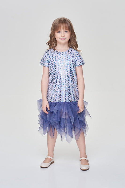 Sequins Smart Multitiered Dress, lavender/pink